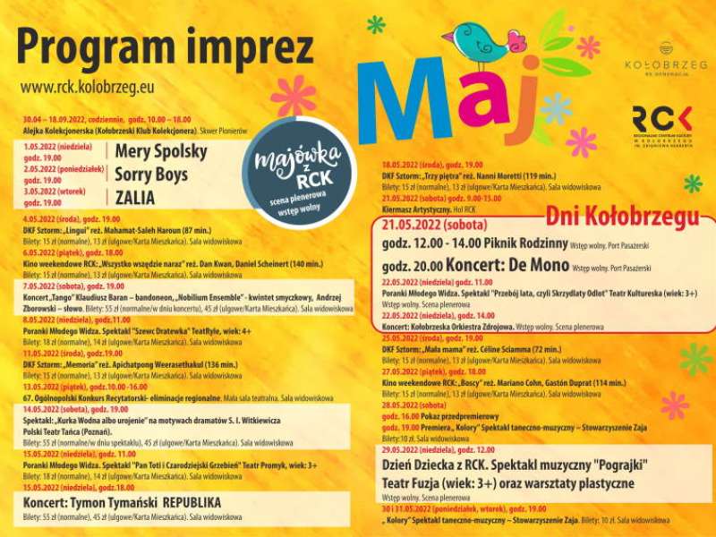 Program imprez w Regionalnym Centrum Kultury w Maju